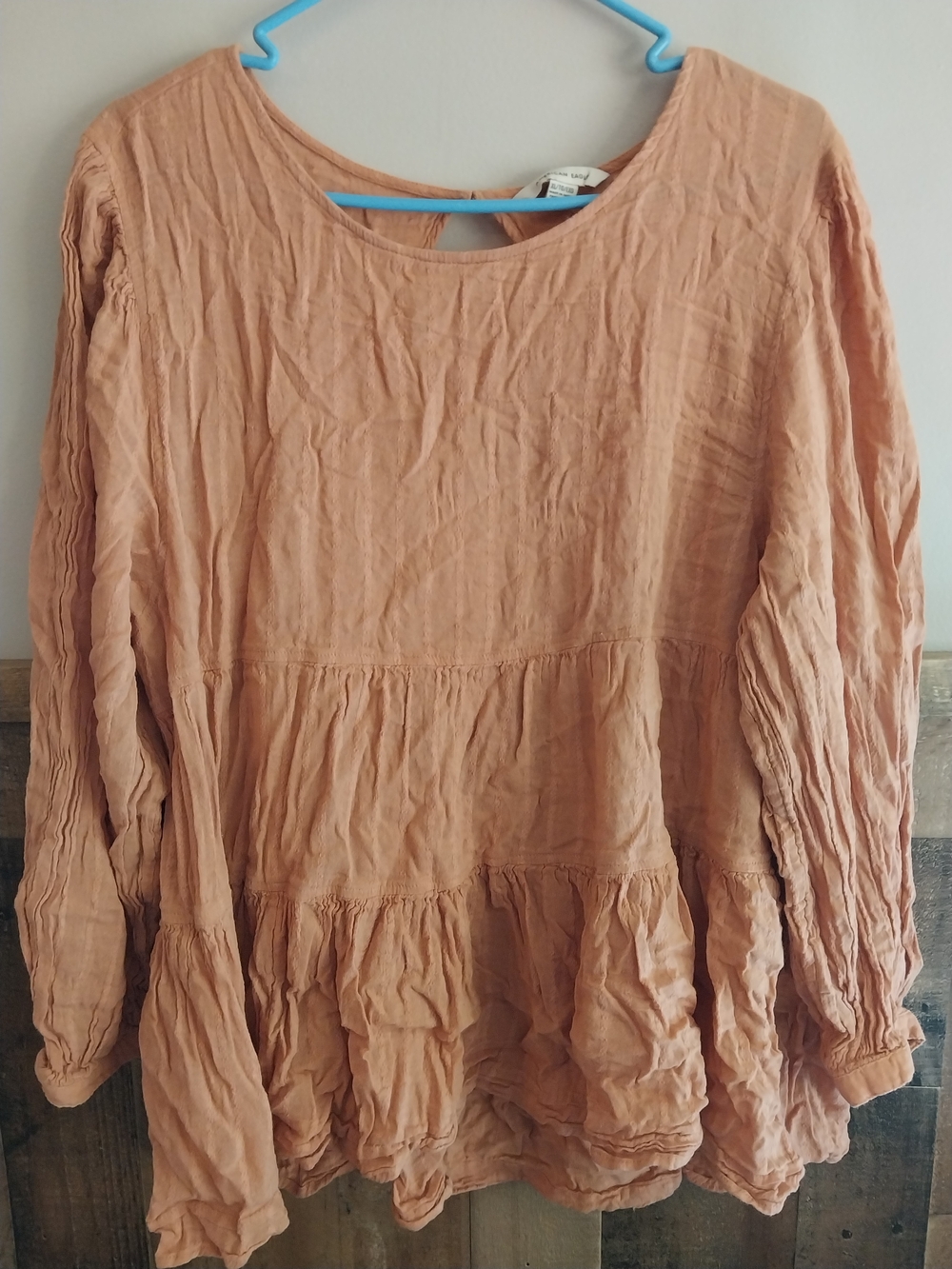 American Eagle Outfitters Dusty Peach Tiered Peasant Top